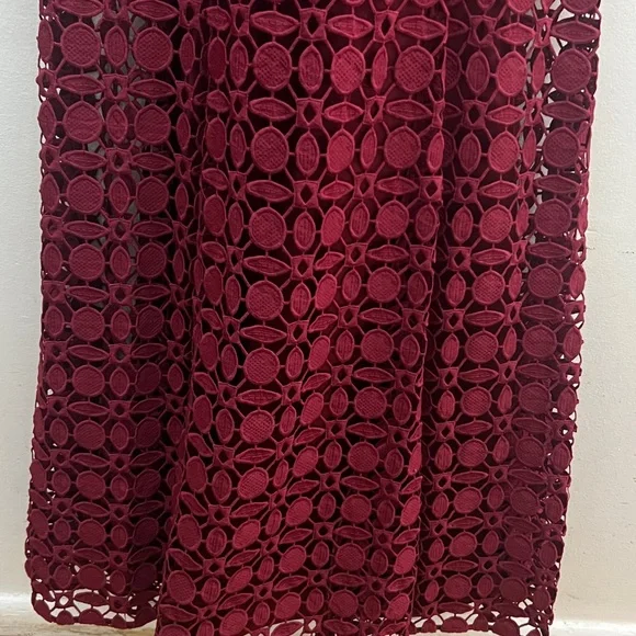 Kay Unger Deep Red Lace 3/4 length Sleeve long Dress